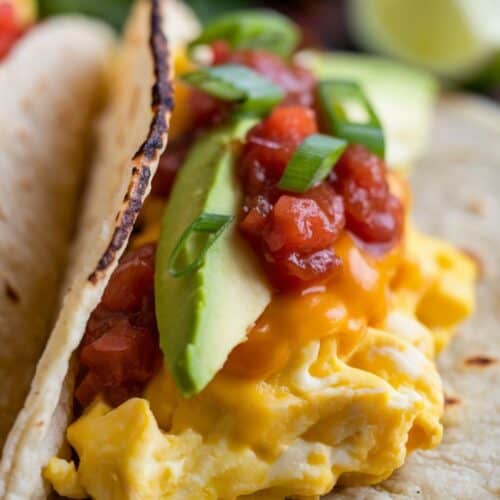 Breakfast Tacos with Scrambled Eggs closeup