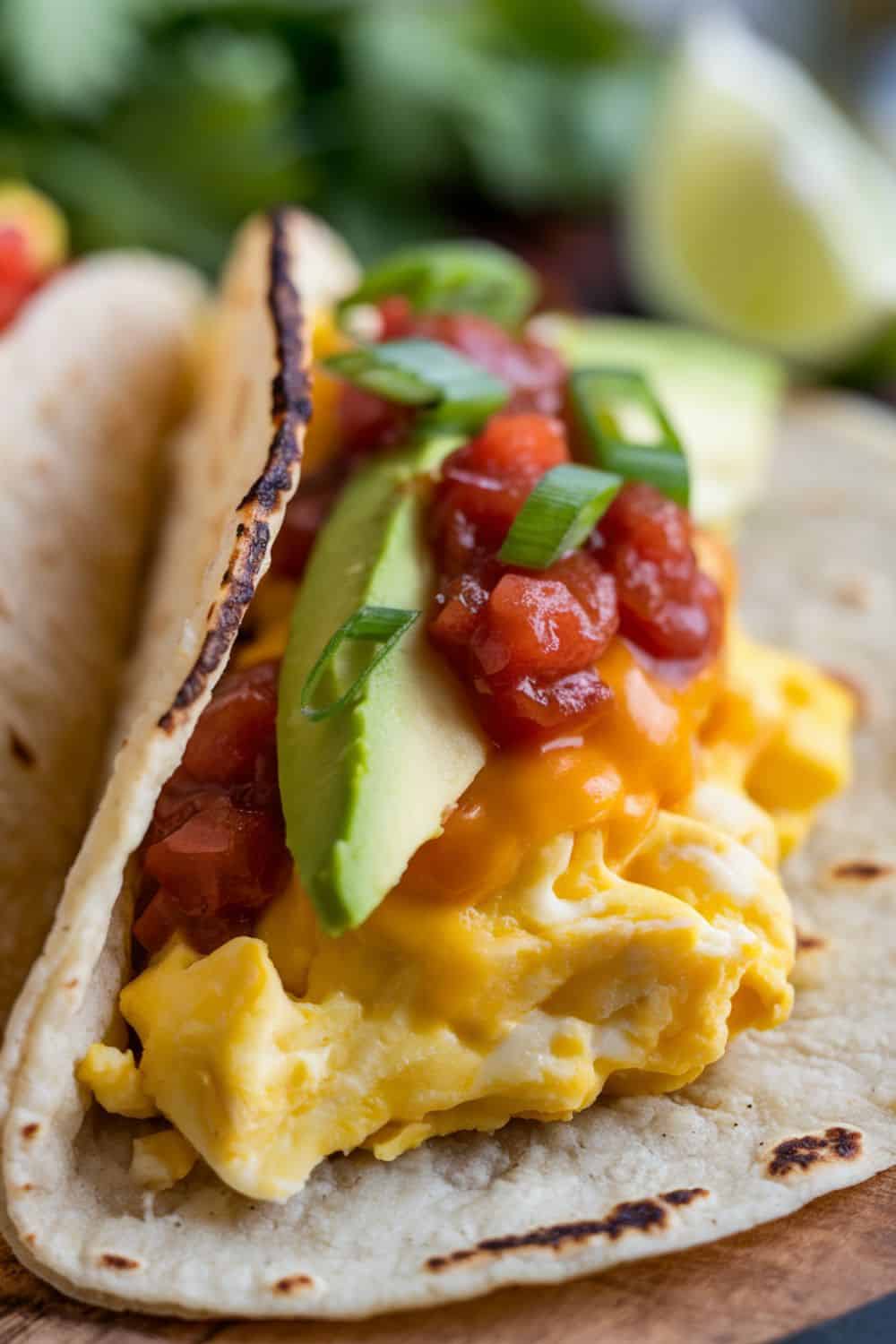 Breakfast Tacos with Scrambled Eggs closeup