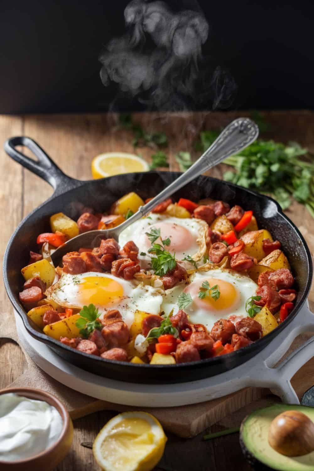 Chorizo and Potato Breakfast Hash angled shot