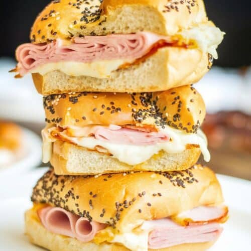 Ham and Cheese Breakfast Sliders stacked