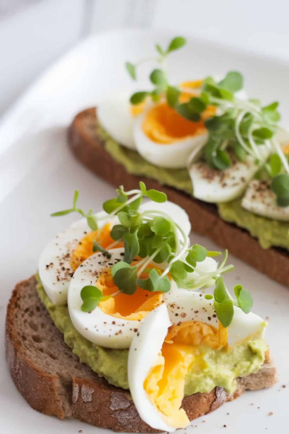 Hard-Boiled Egg and Avocado Toast with a bite taken out