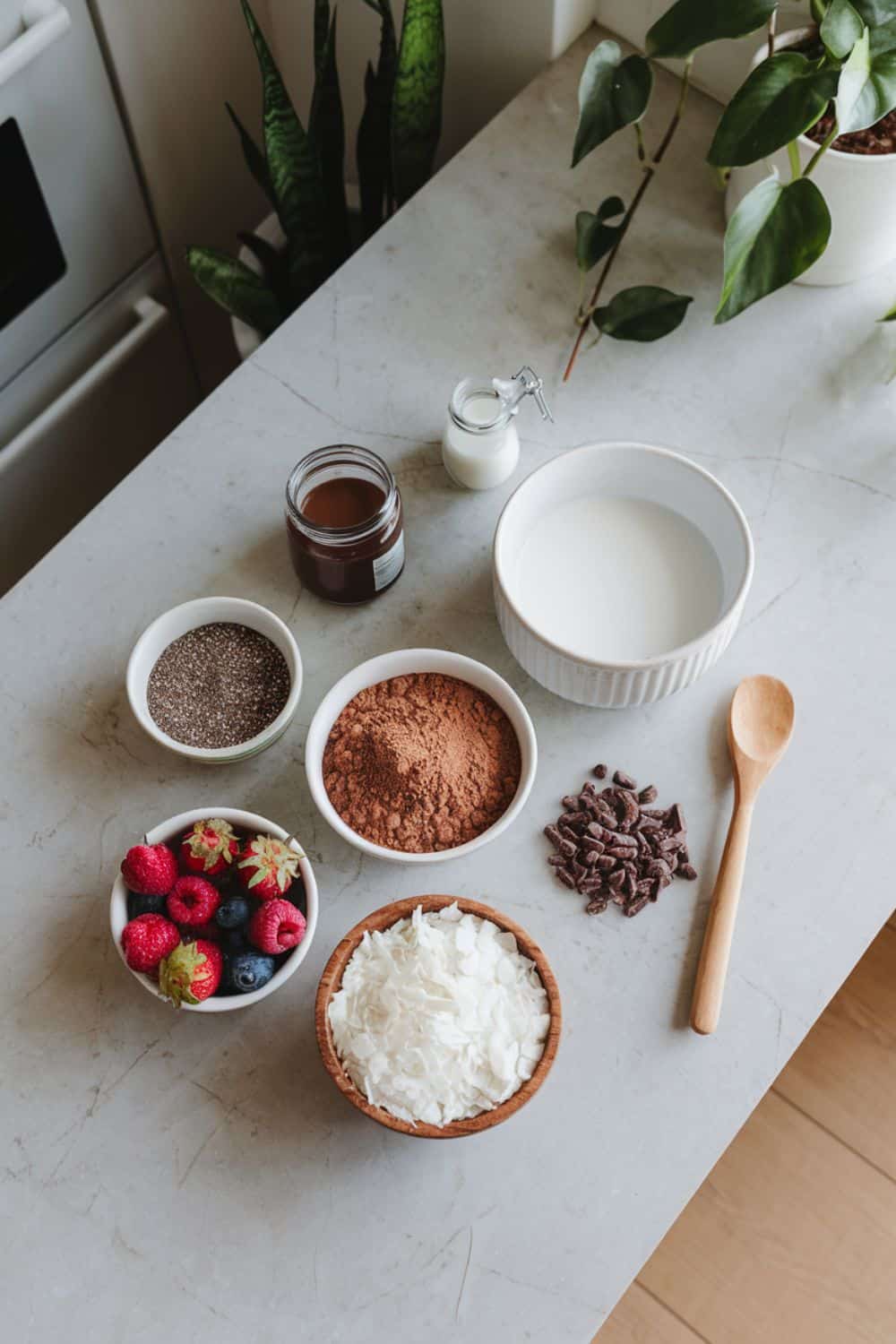 Ingredients for Overnight Chocolate Chia Seed Pudding