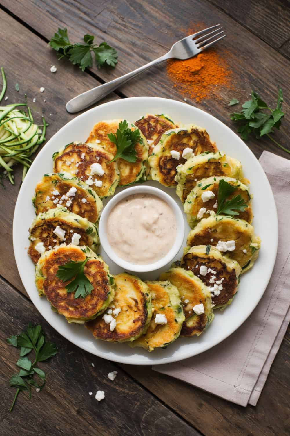 Low Carb Zucchini Fritters on a plate