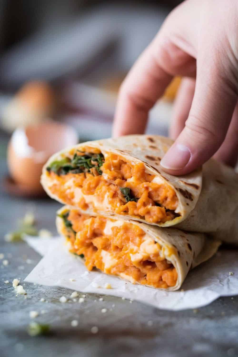 Make-Ahead Breakfast Burritos with Sweet Potato finished