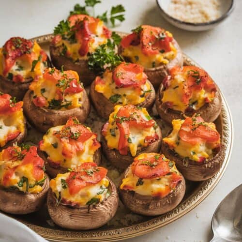 Pepper and Cheese Stuffed Mushrooms