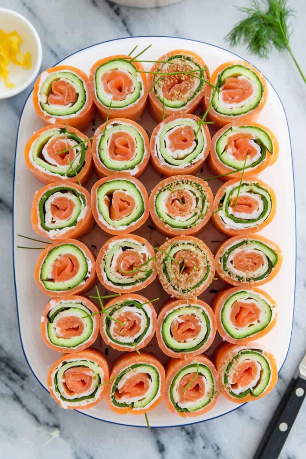 Smoked Salmon and Cream Cheese Roll-Ups