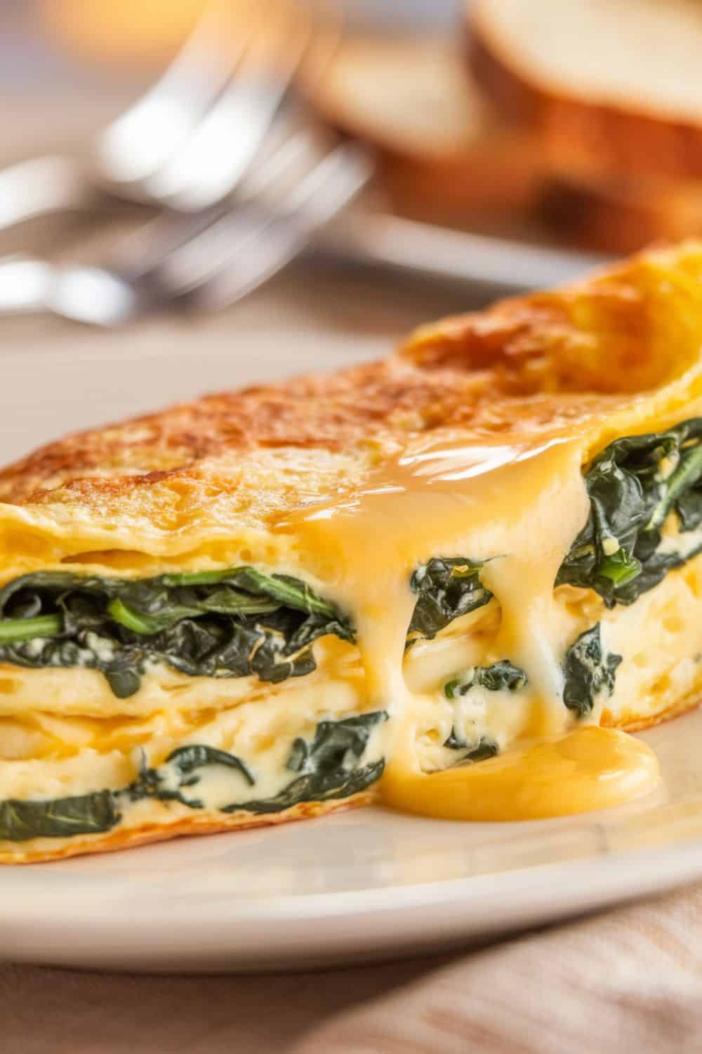 Spinach and Cheese Omelet closeup