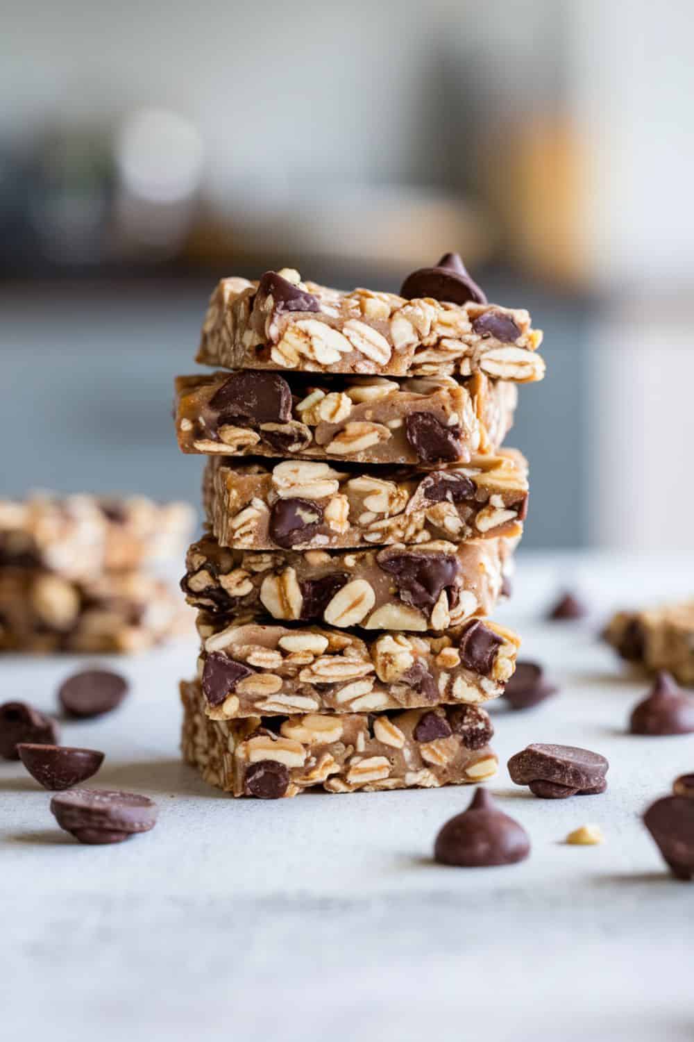 a stack of No-Bake Granola Bars