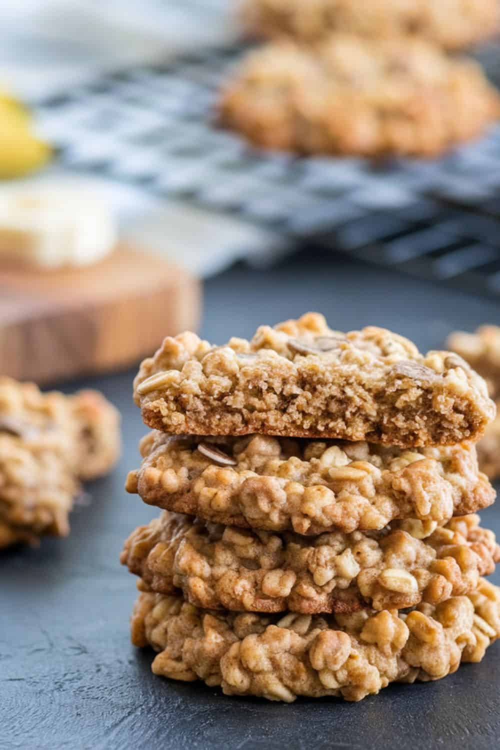 a stack of freshly baked 2 ingredient banana oat cookies