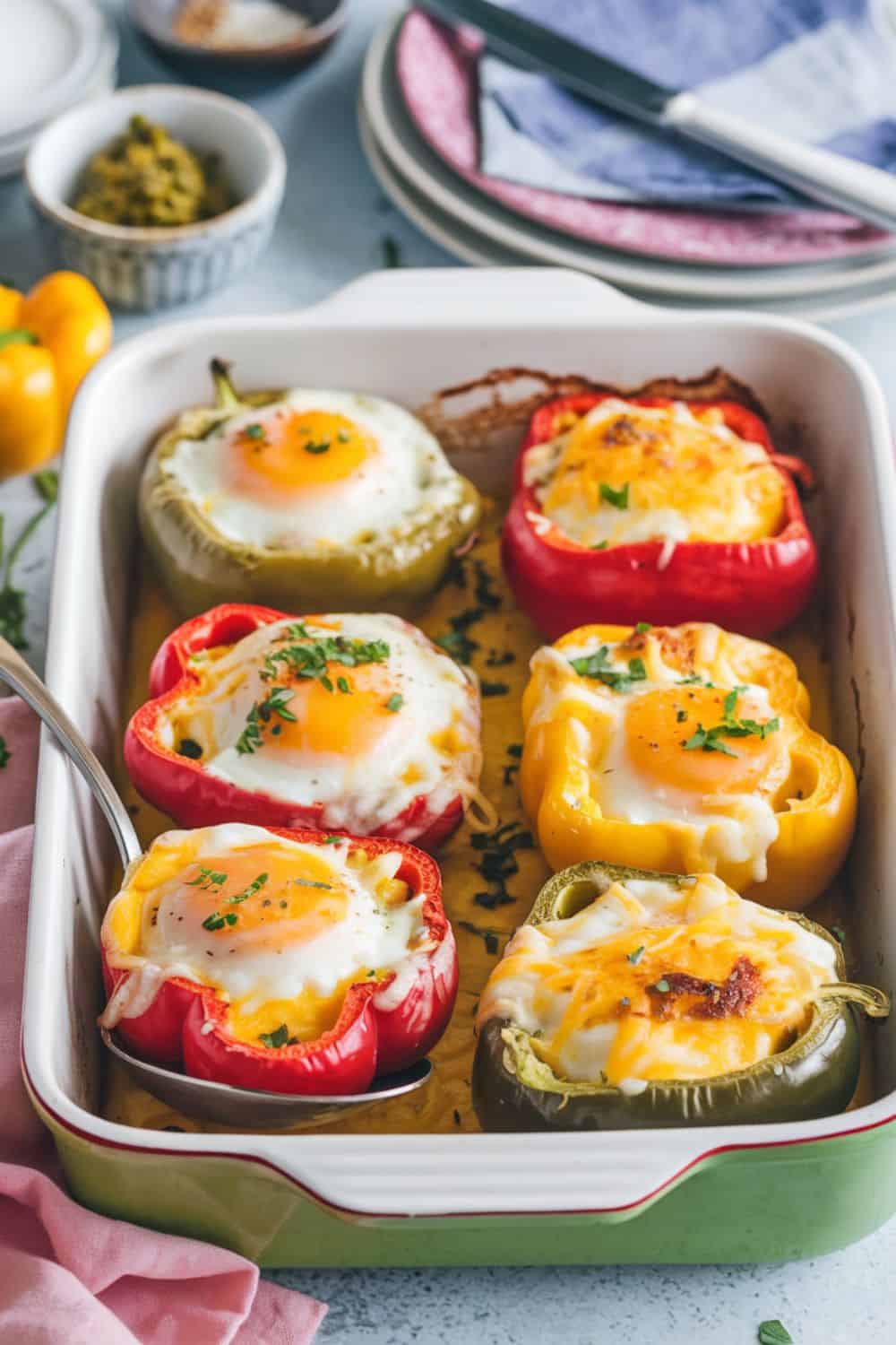 baking dish with Breakfast Stuffed Peppers