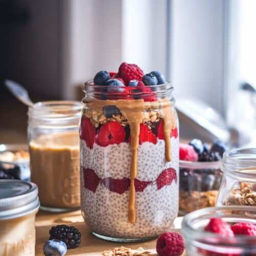 beautifully-layered-Almond Butter and Chia Seed Parfait