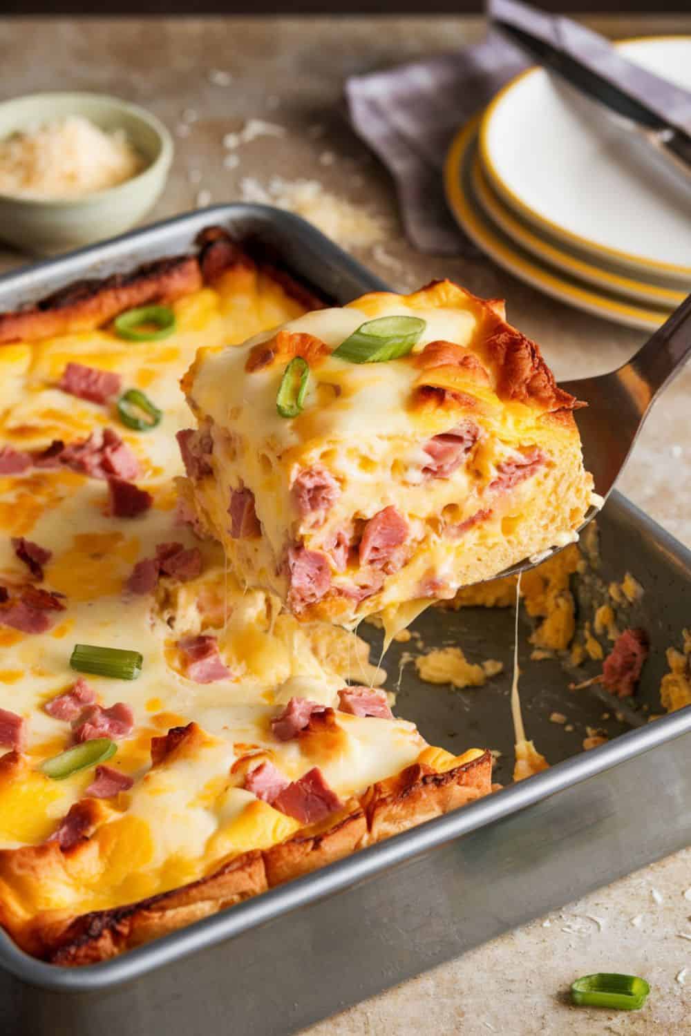 breakfast strata in baking dish