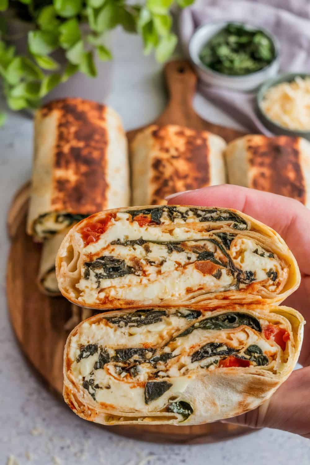 egg white and spinach breakfast wraps