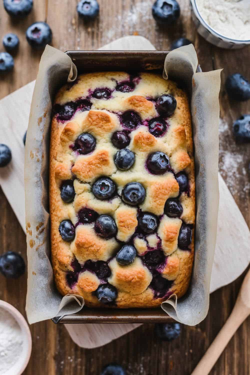 freshly-baked-Blueberry Muffin Bread