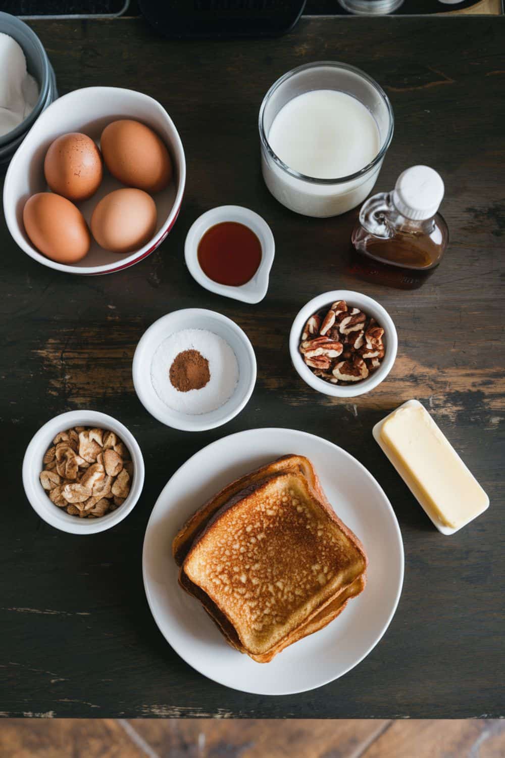 ingredients for Maple Pecan French Toast Casserole