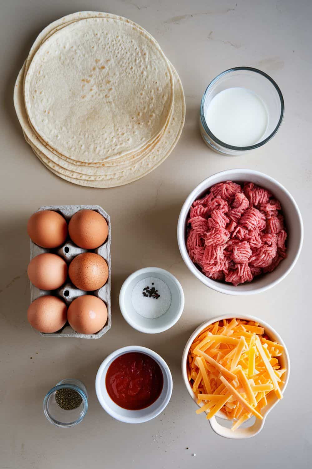 ingredients for breakfast taco