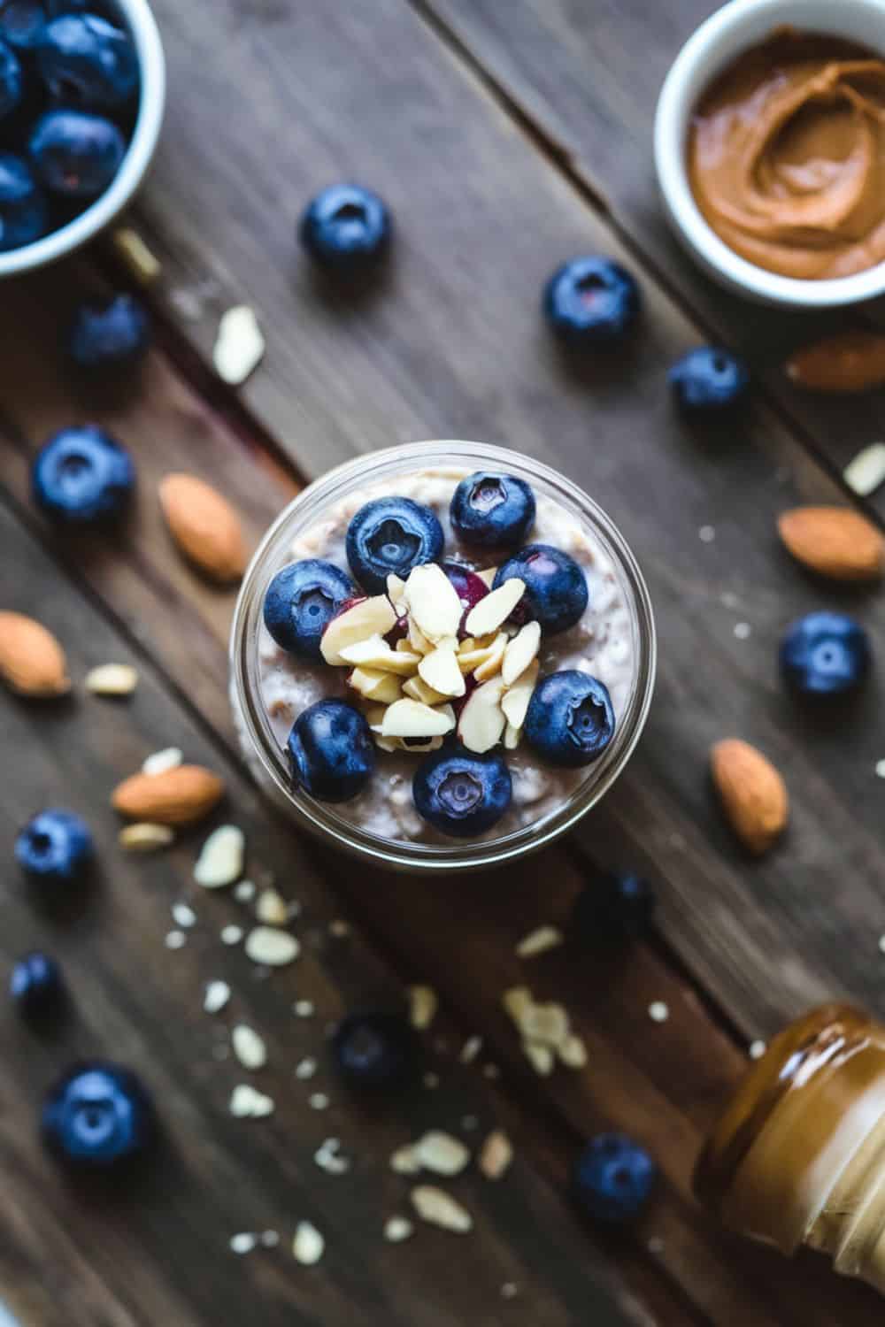 jar of Blueberry and Almond Overnight Oats