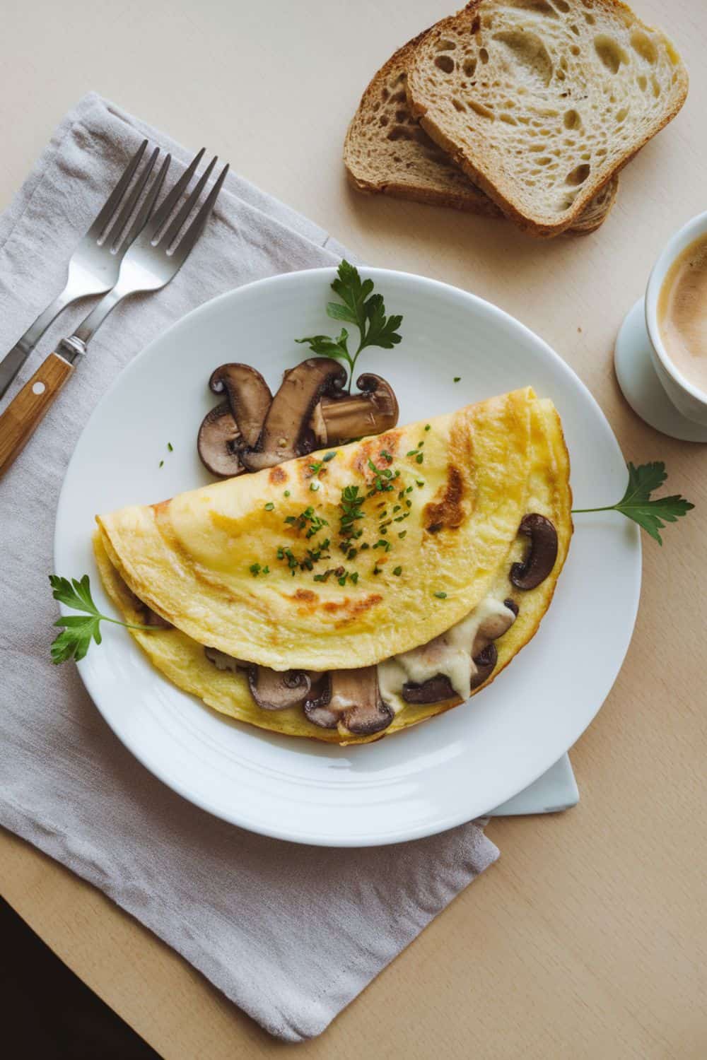 perfectly-cooked-mushroom-and swiss omelet