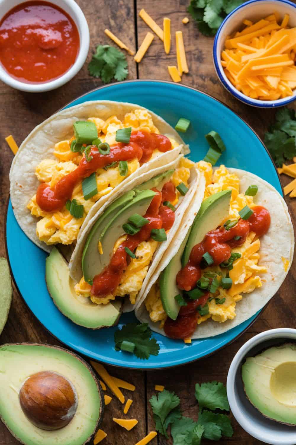 plate of Breakfast Tacos with Scrambled Eggs