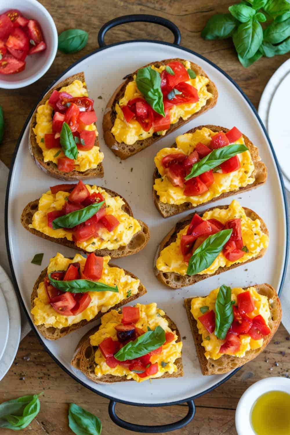 serving platter of Breakfast Bruschetta