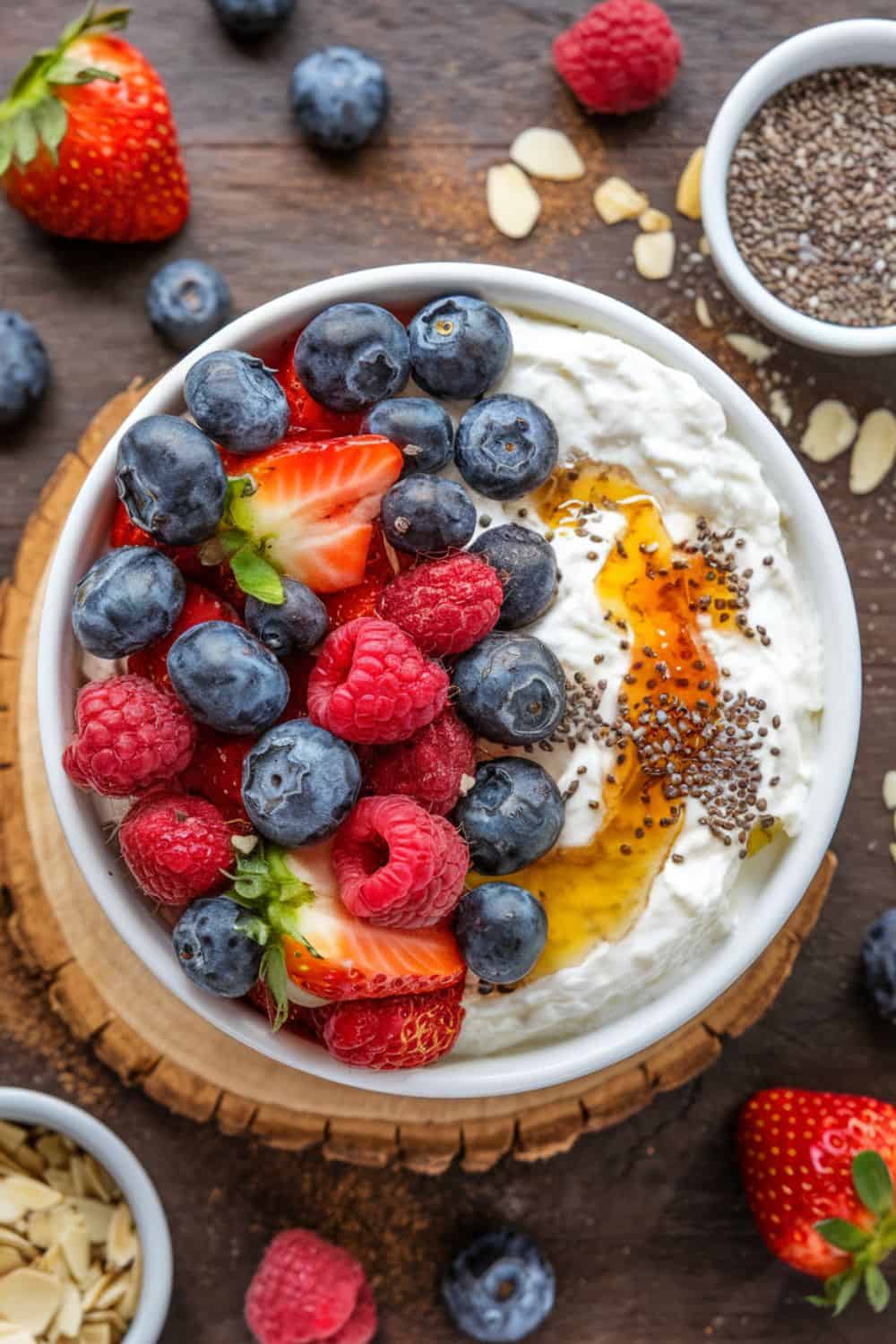 spoonful of Cottage Cheese and Fruit Bowl