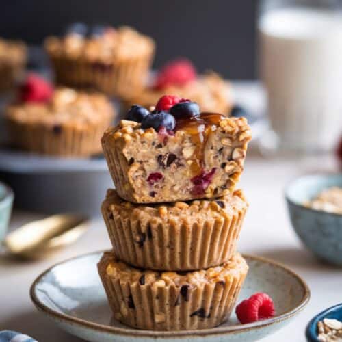 stack of Baked Oatmeal Cups