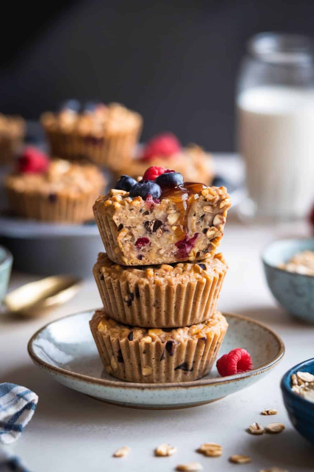 stack of Baked Oatmeal Cups