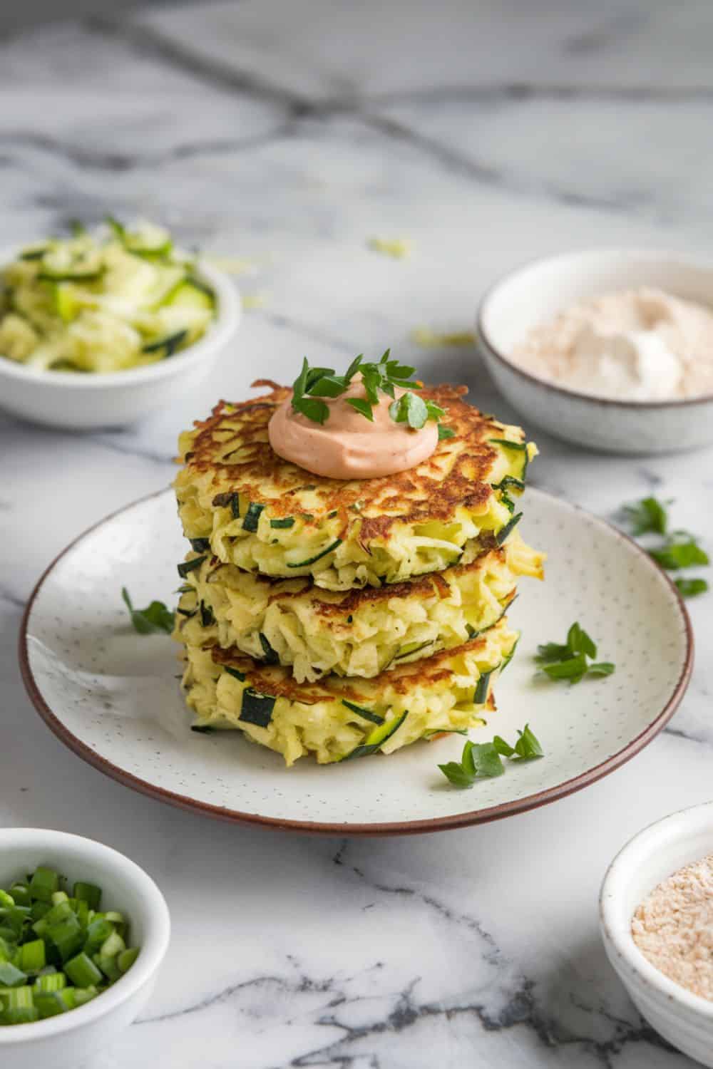 stack of Low Carb Zucchini Fritters