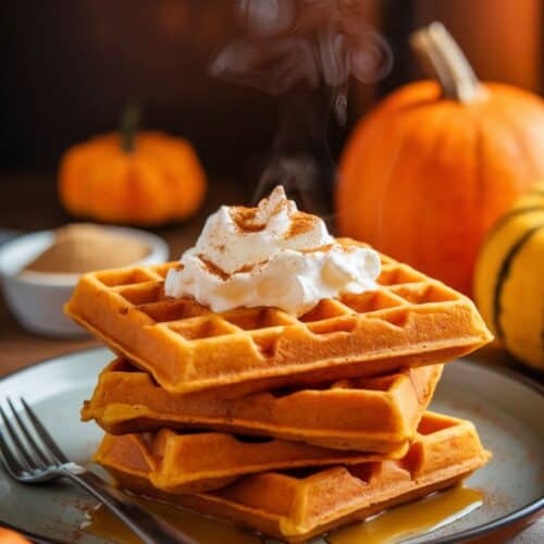 stack of Pumpkin Spice Waffles