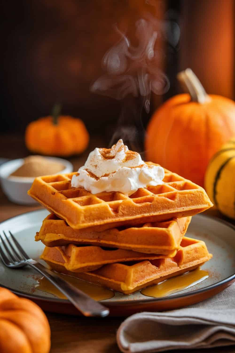 stack of Pumpkin Spice Waffles