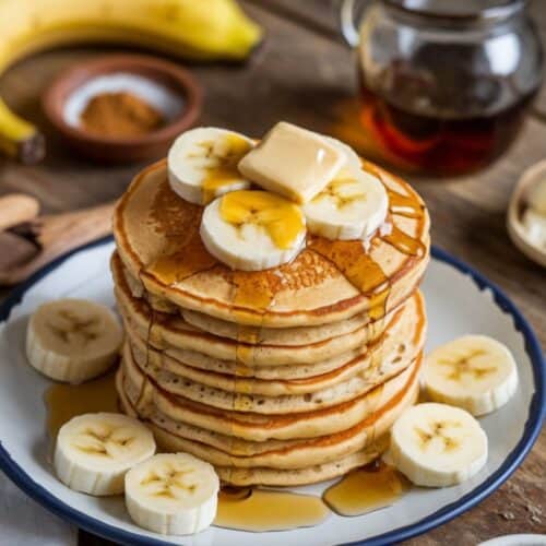 stack-of-golden-Banana Pancakes