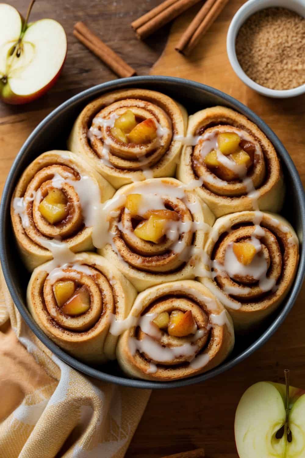 top down view of Apple Cinnamon Rolls