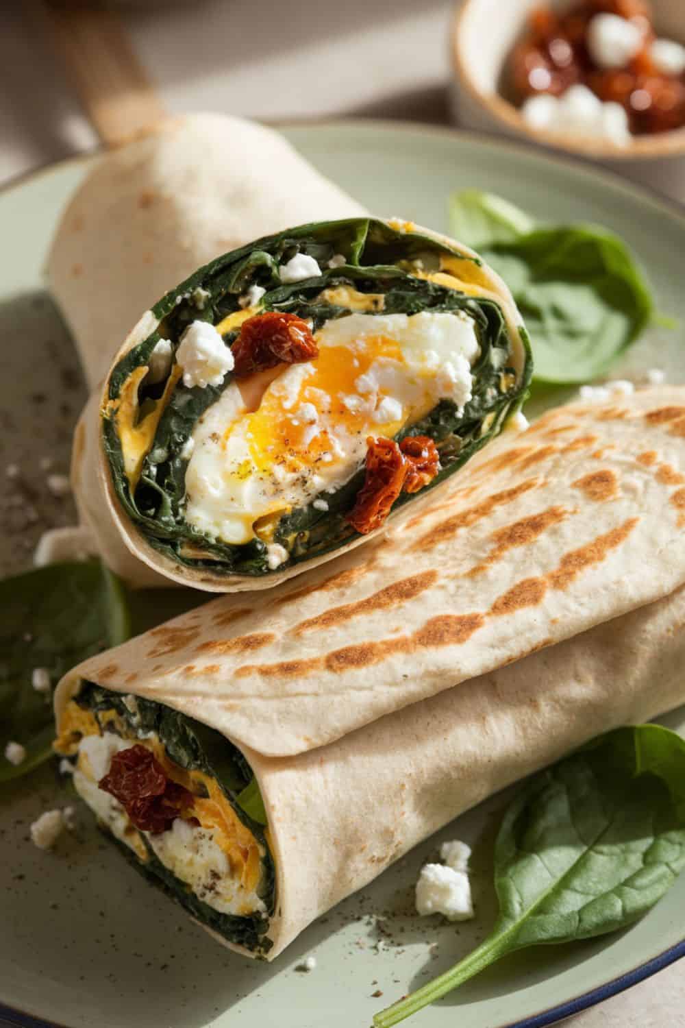 warm-and-hearty-Spinach and Feta Breakfast Wrap