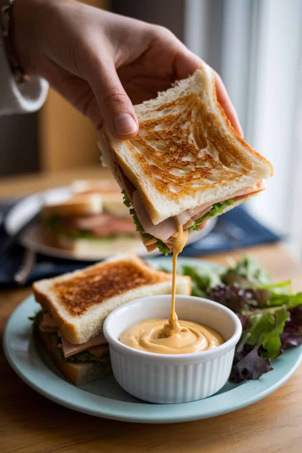 Turkey and Avocado Sandwich being held