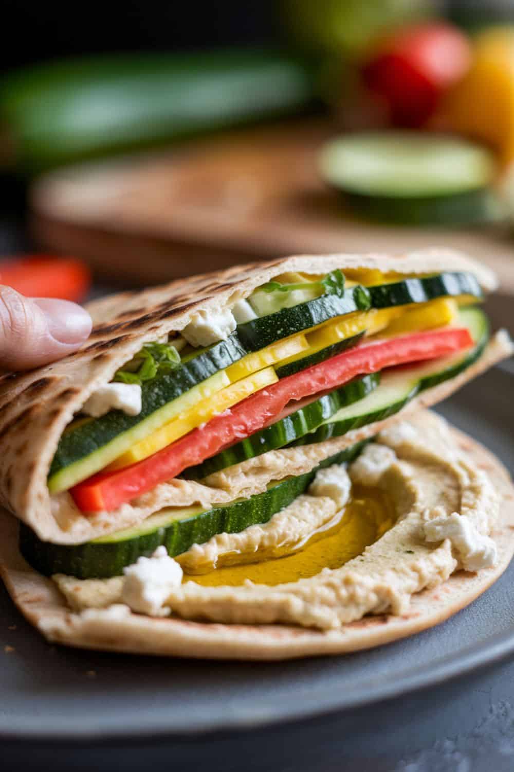 portion of Veggie Hummus Pita