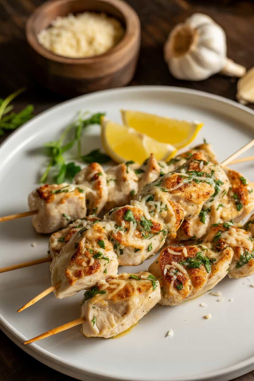 Garlic Parmesan Chicken Skewers
