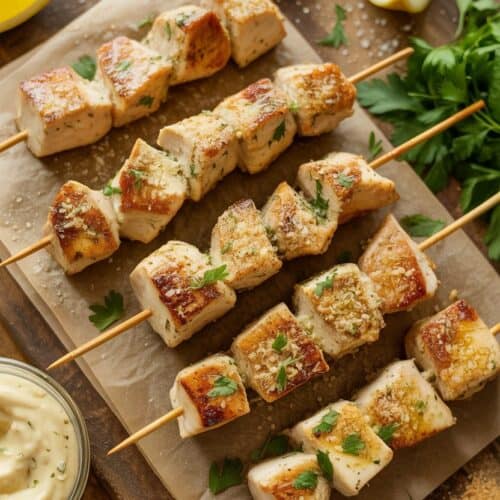 Garlic Parmesan Chicken Skewers