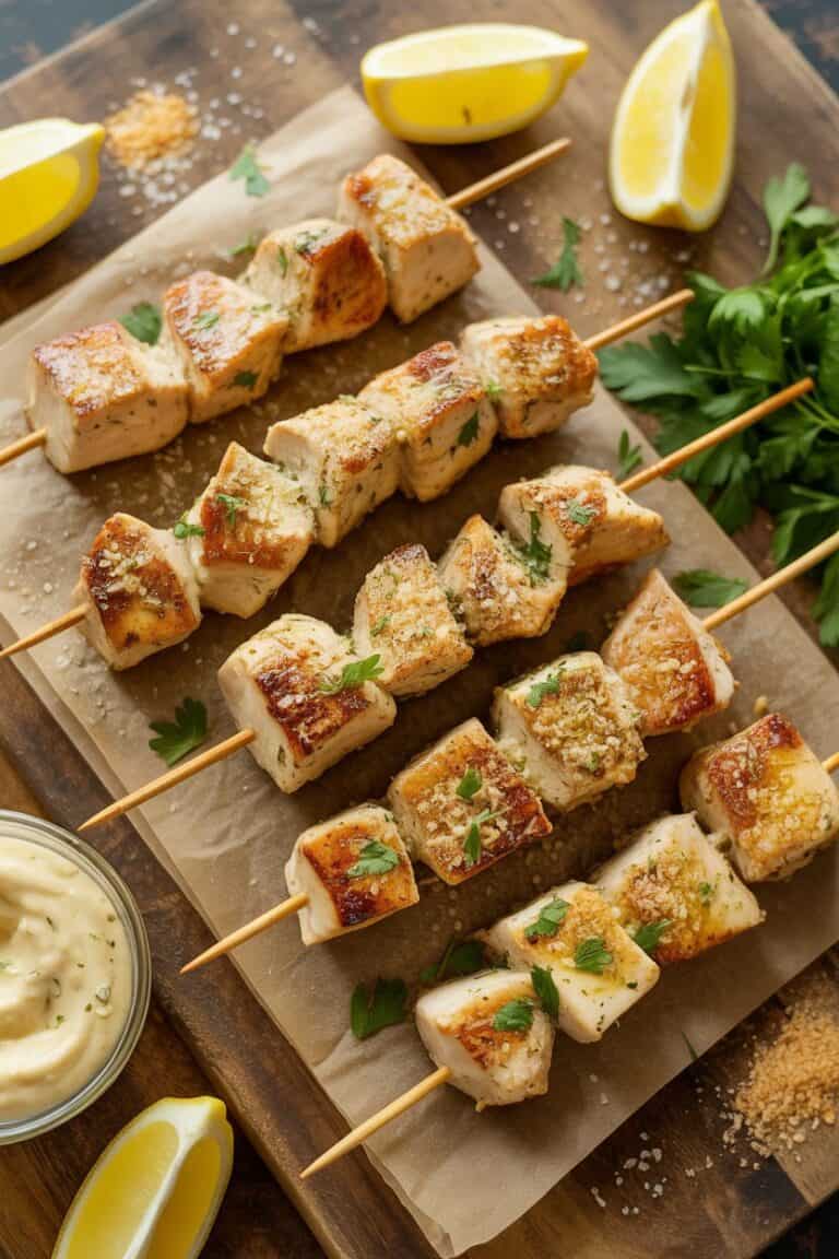 Garlic Parmesan Chicken Skewers