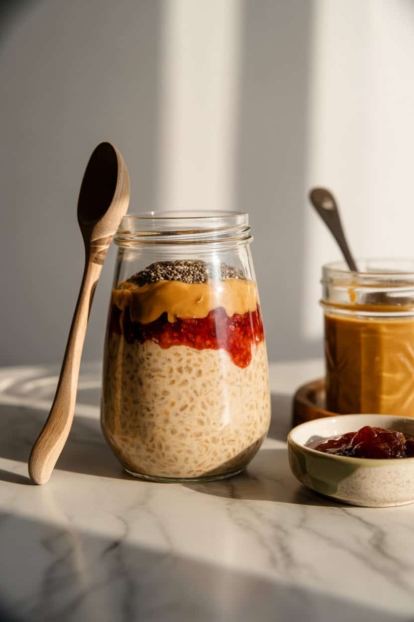 Peanut Butter and Jelly Overnight Oats