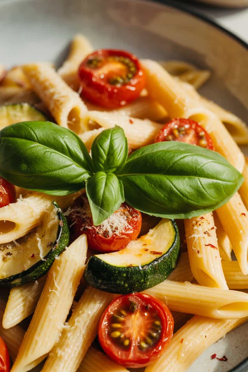 Roasted Zucchini and Tomato Pasta
