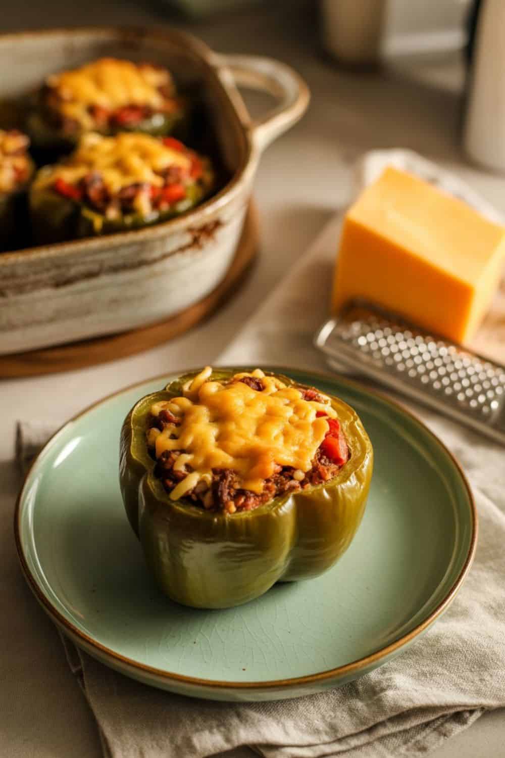 Stuffed Green Peppers with Ground Beef