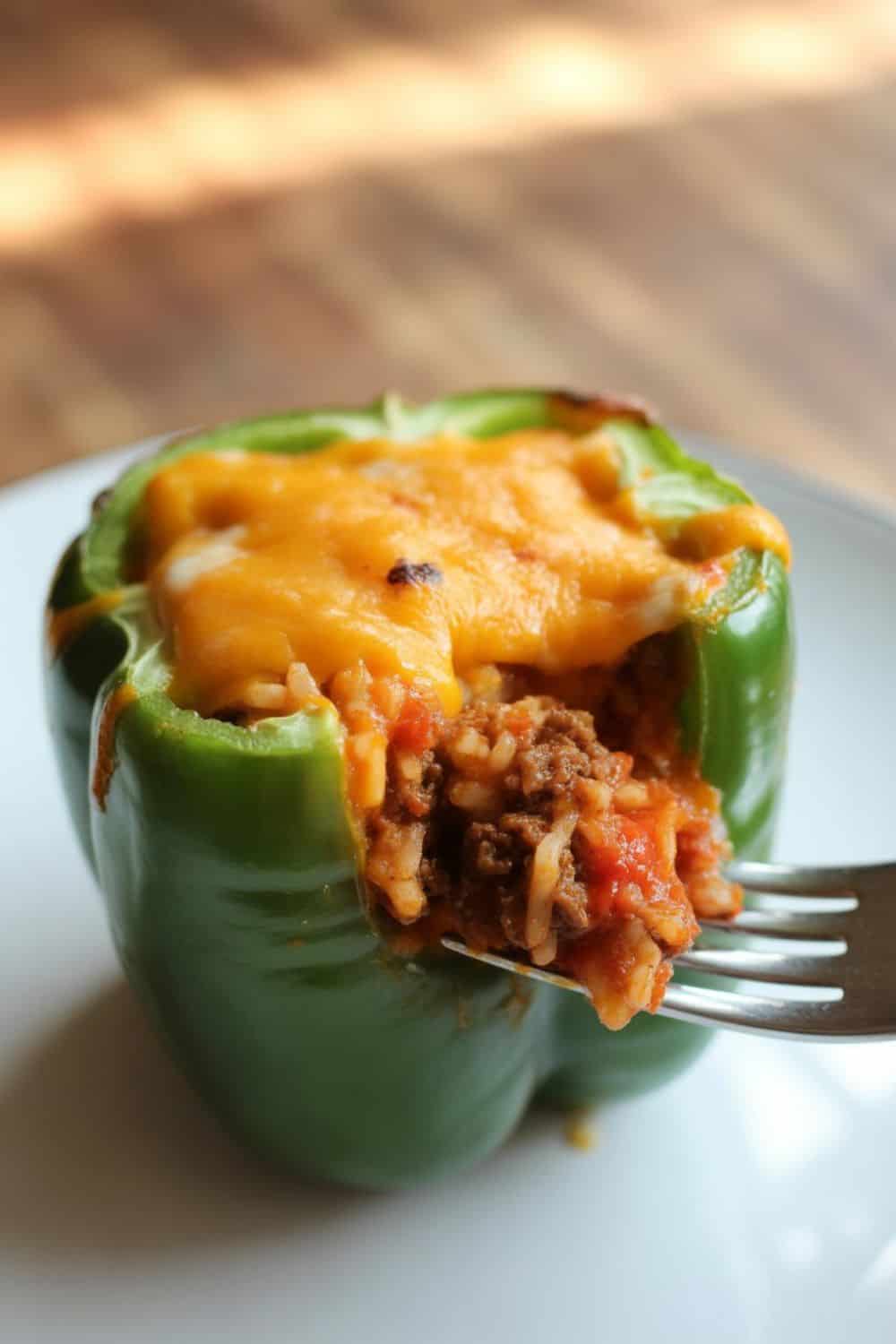 Stuffed Green Peppers with Ground Beef