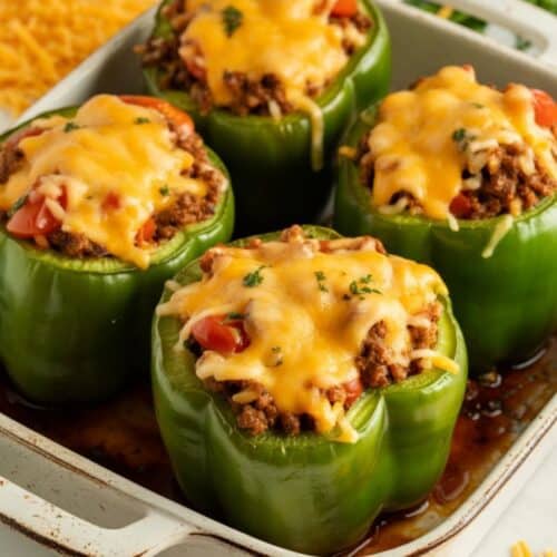 Stuffed Green Peppers with Ground Beef
