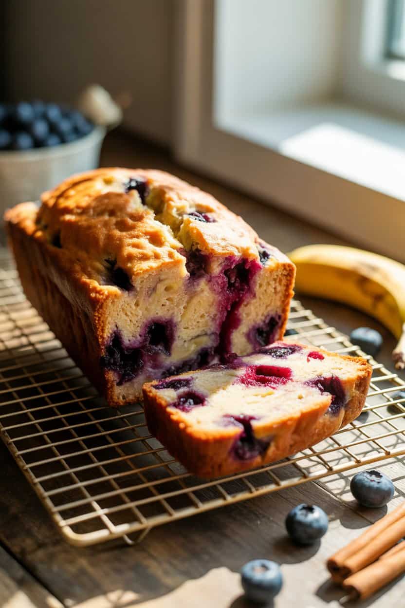 easy blueberry banana bread