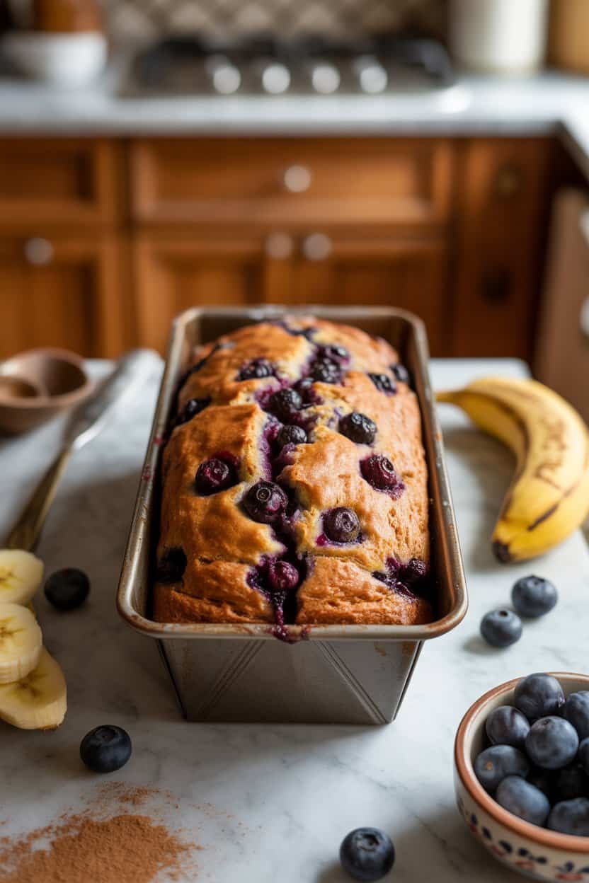 easy blueberry banana bread