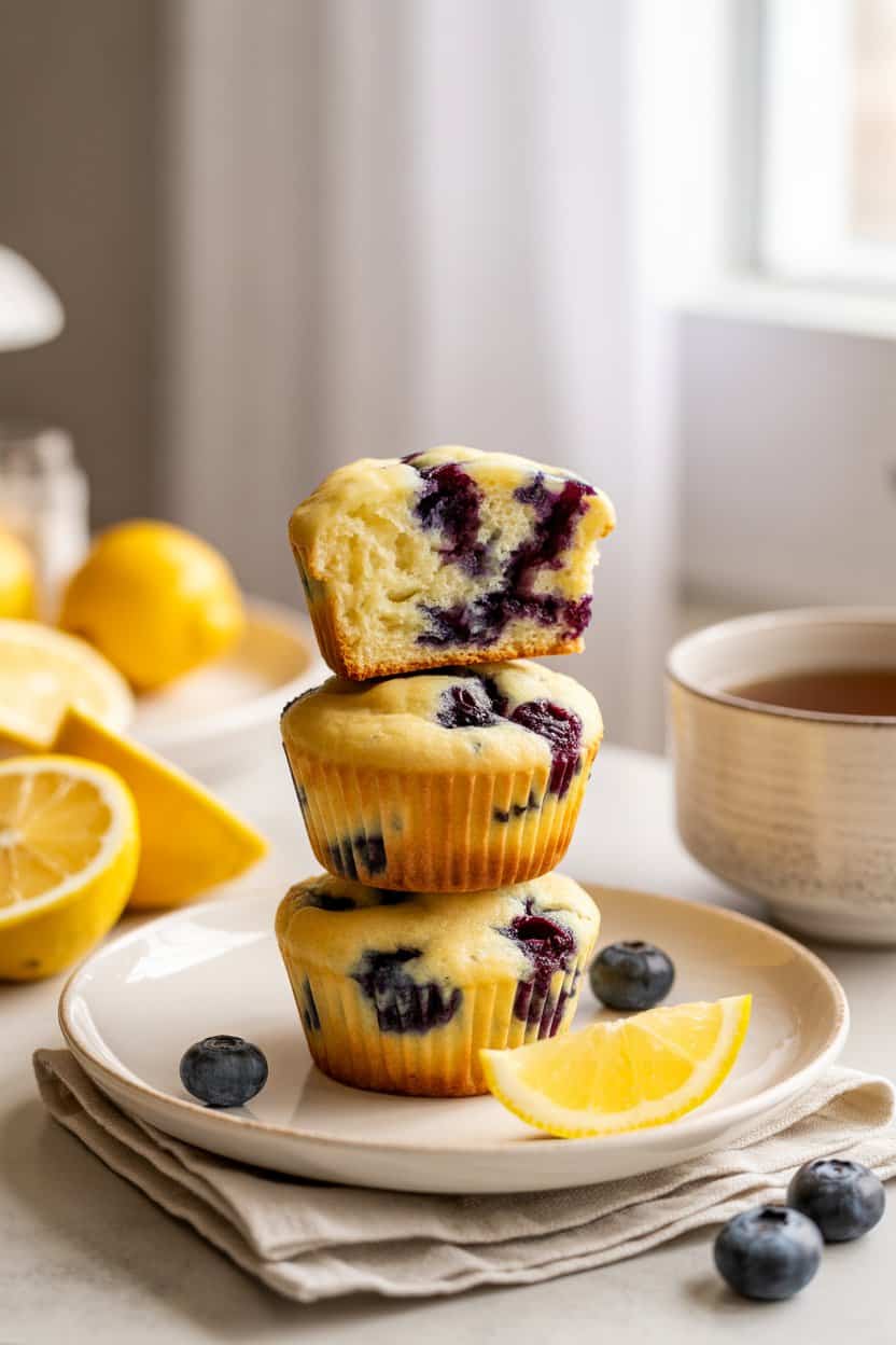 easy lemon blueberry muffins