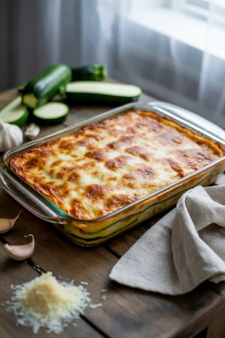 easy zucchini lasagna freshly baked