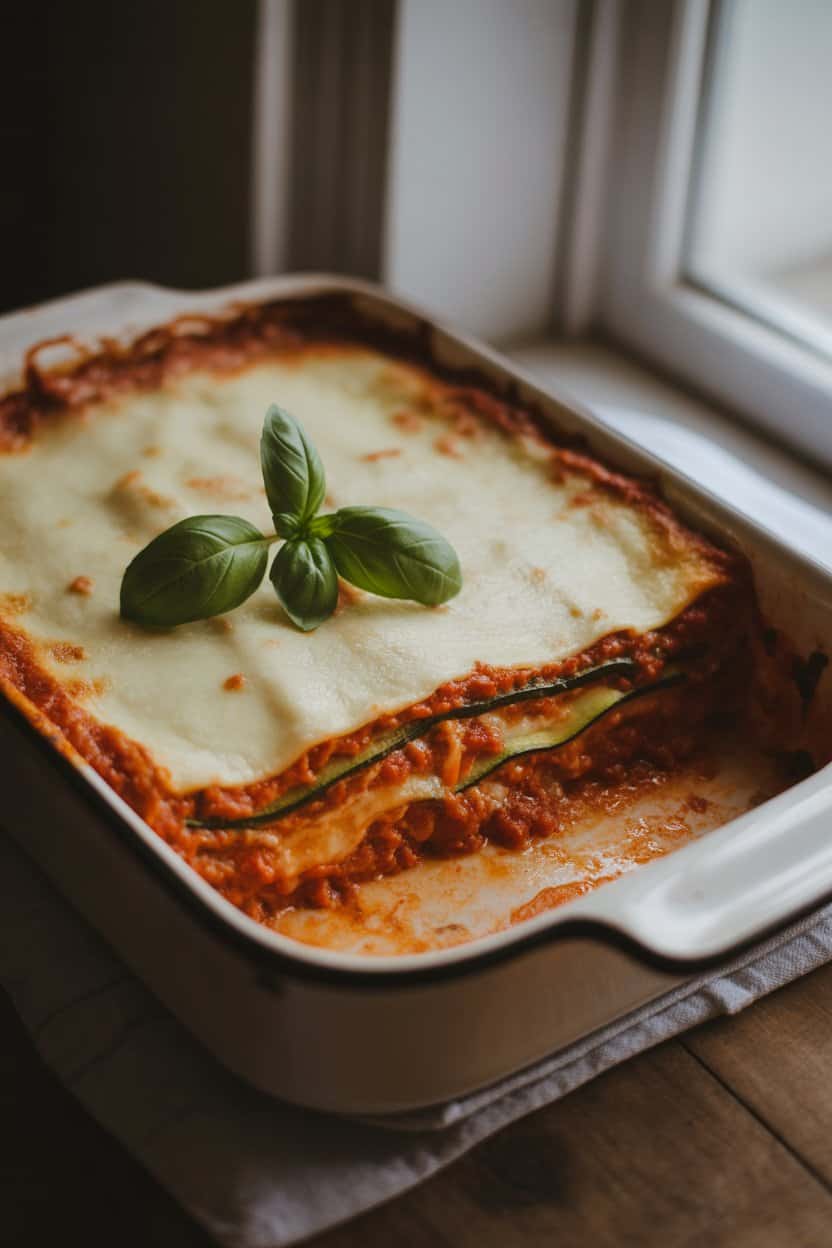 easy zucchini lasagna sliced