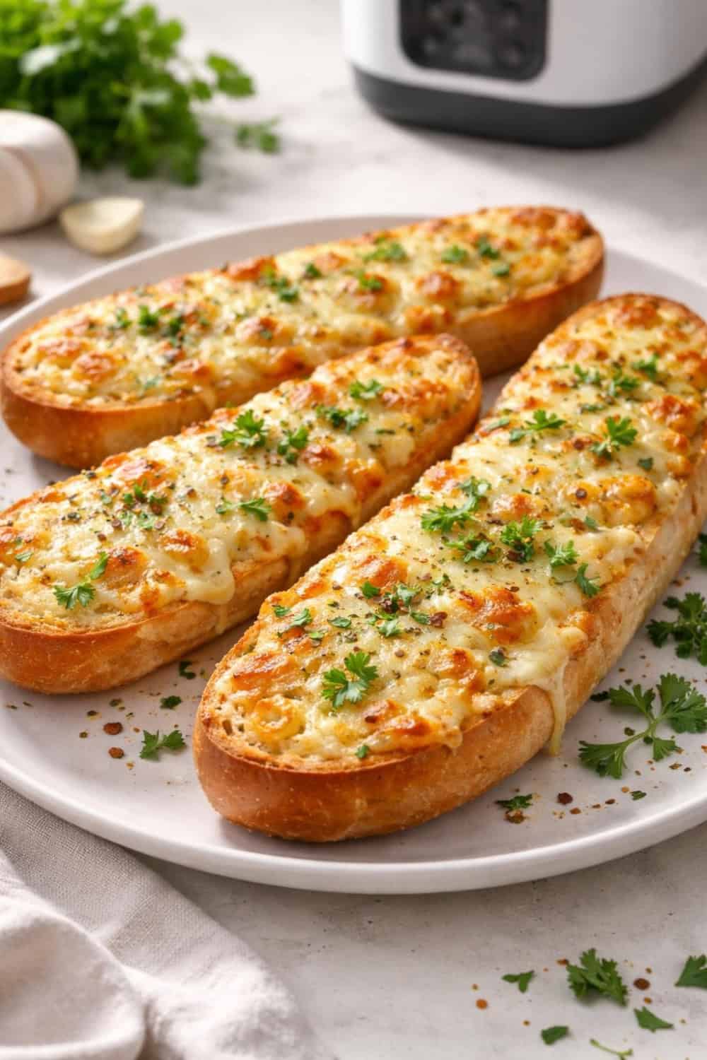 Cheesy Air Fryer Garlic Bread