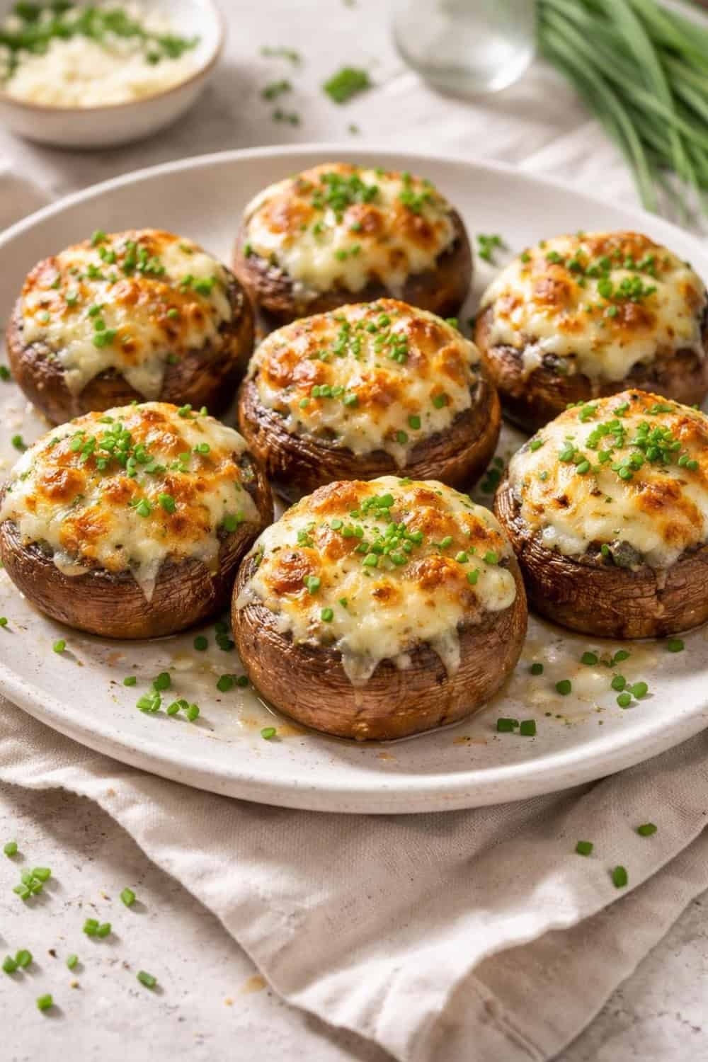 Cheesy Air Fryer Stuffed Mushrooms